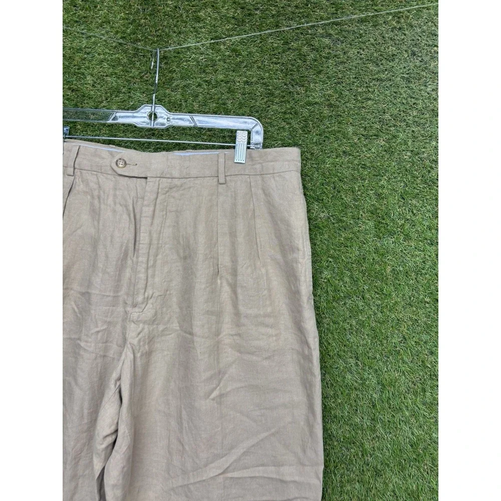 Daniel Cremieux Soiree Linen Pants Mens 38x30 Khaki Dress Lounge Beach Pleated